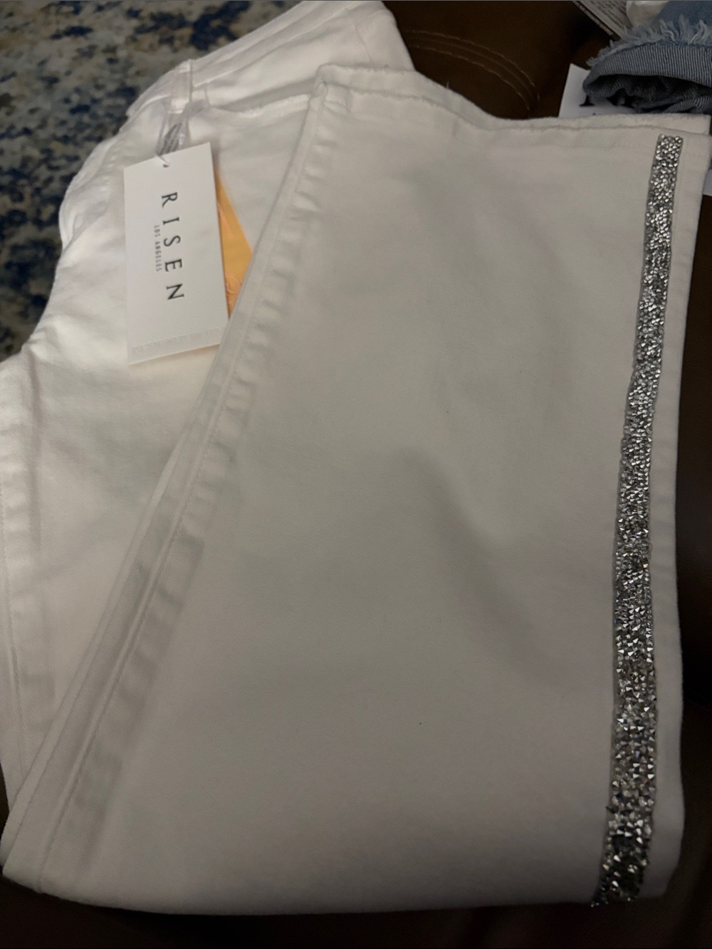 Risen White Women's Jeans with Silver
Accent